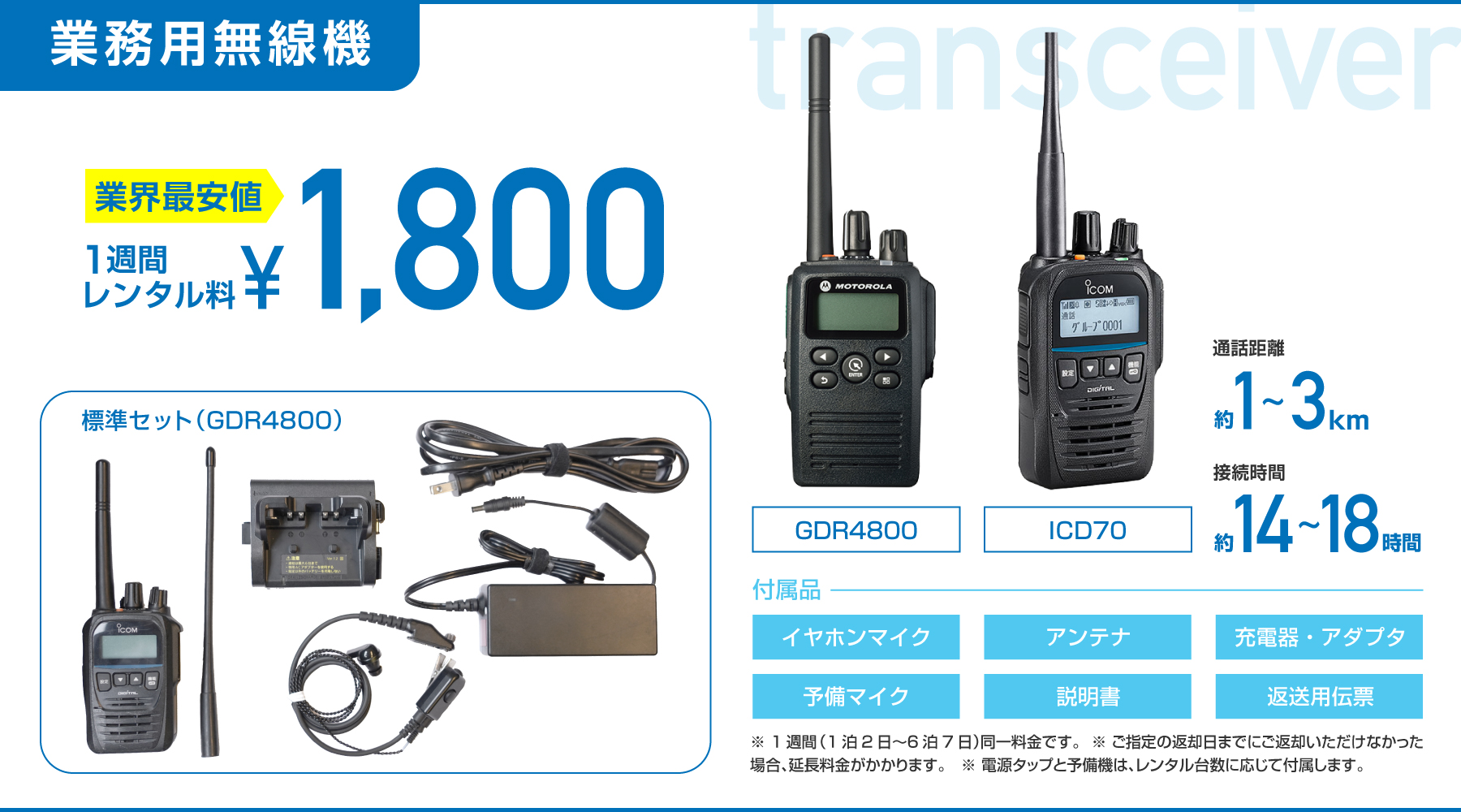 業務用無線機価格表